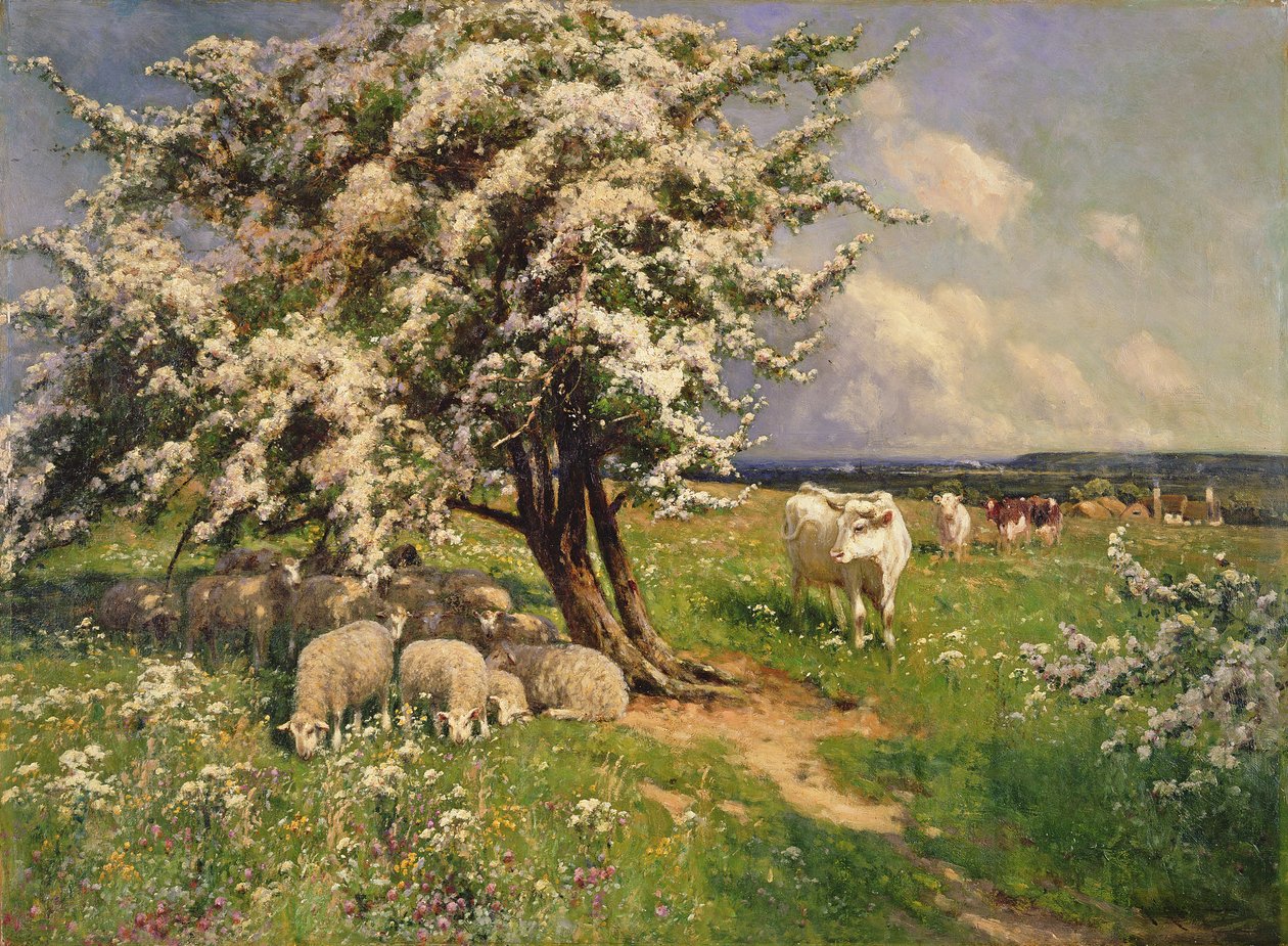 Moutons et bovins dans un paysage - Arthur Walker Redgate
