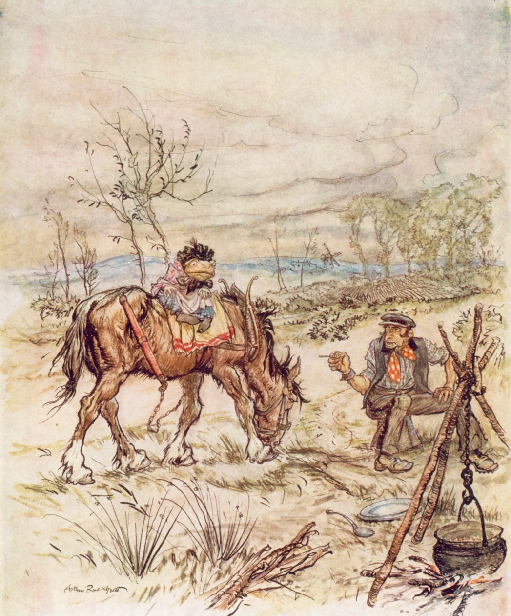 Illustration pour Le vent dans les saules de Kenneth Grahame (lithographie couleur) - Arthur (after) Rackham