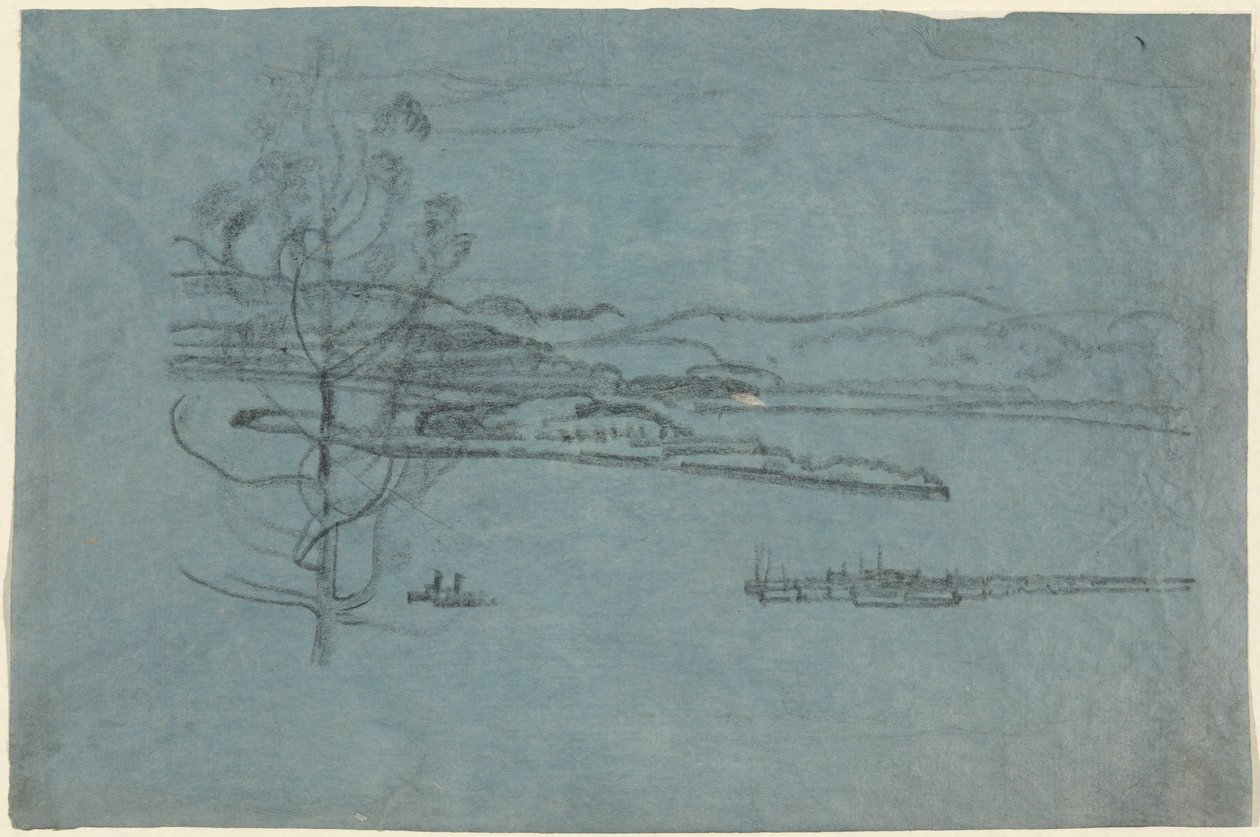 Paysage avec quai et deux bateaux - Arthur B. Davies