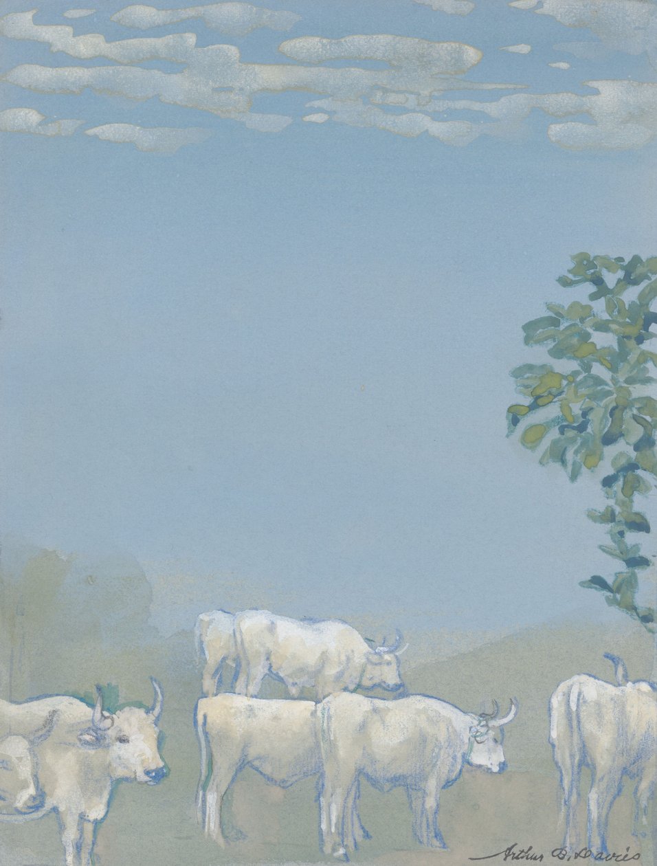 Paysage avec des vaches - Arthur Bowen Davies