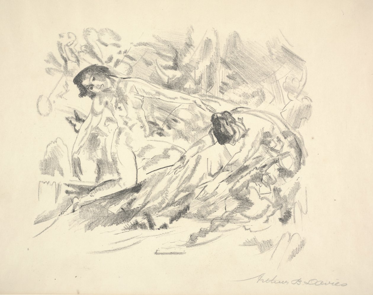 Deux figures féminines dans un paysage - Arthur Bowen Davies