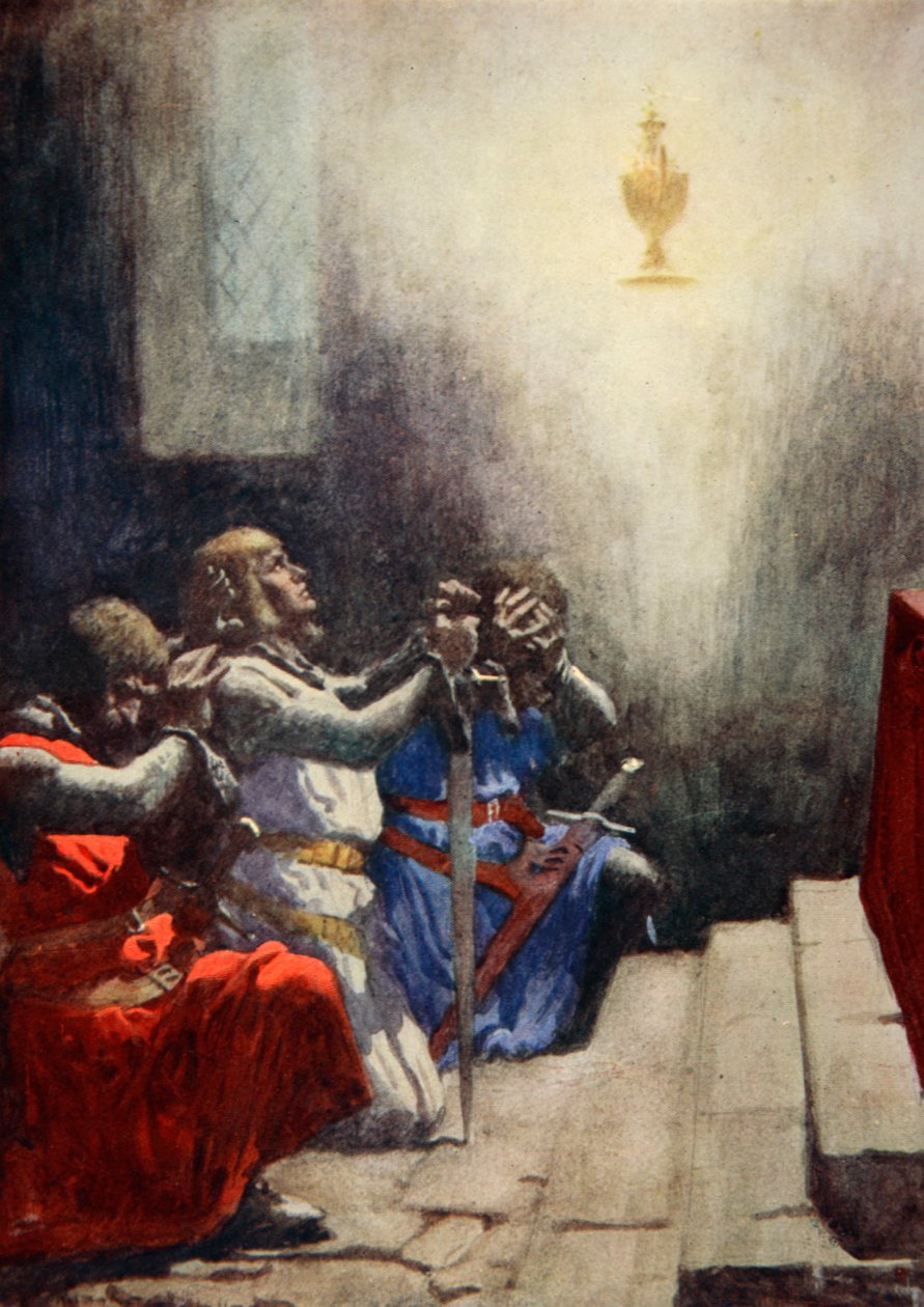 Galahad seul pouvait voir la beauté parfaite du Saint Graal, c.1925 - Arthur C. (after) Michael