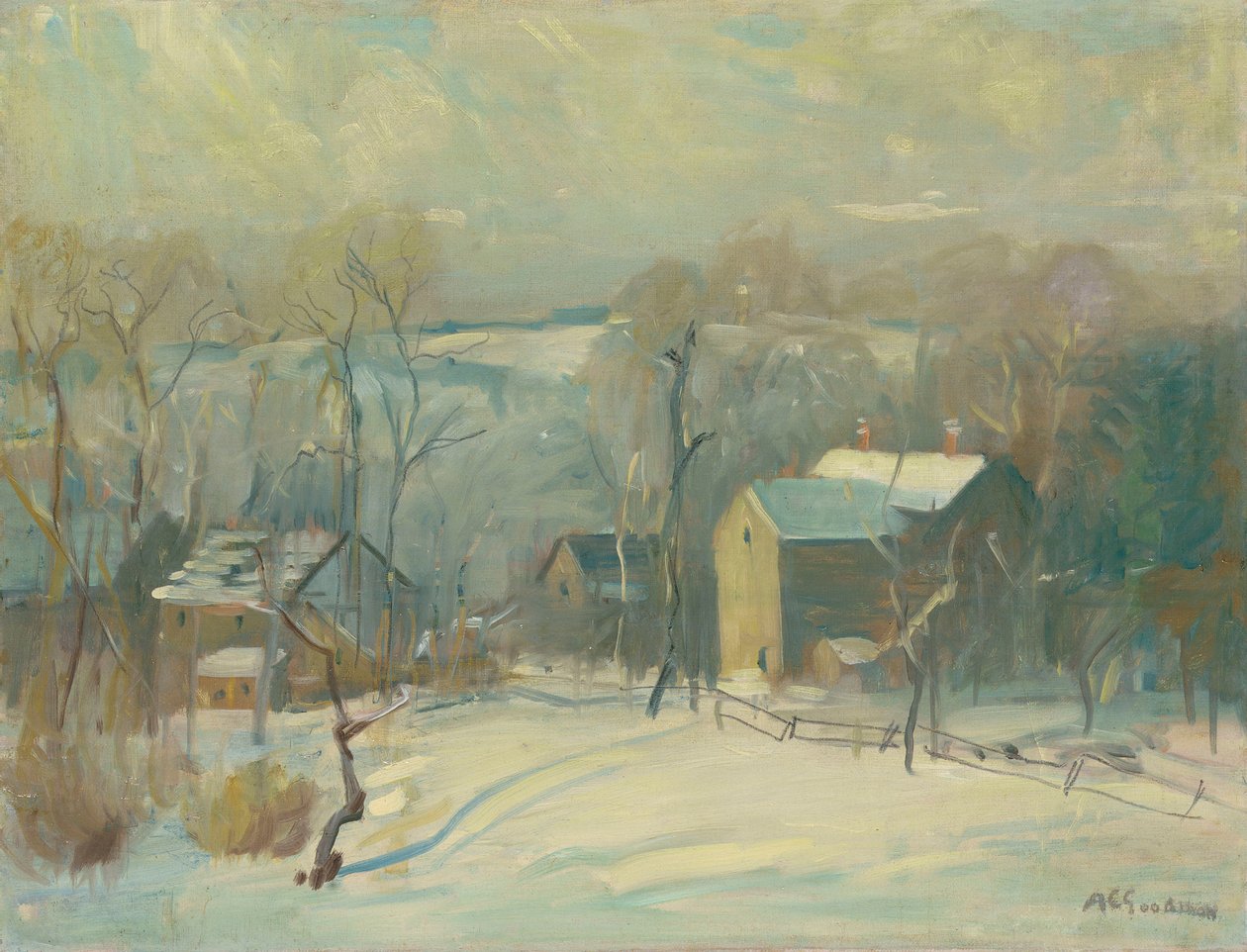 Village sous la neige - Arthur Clifton Goodwin