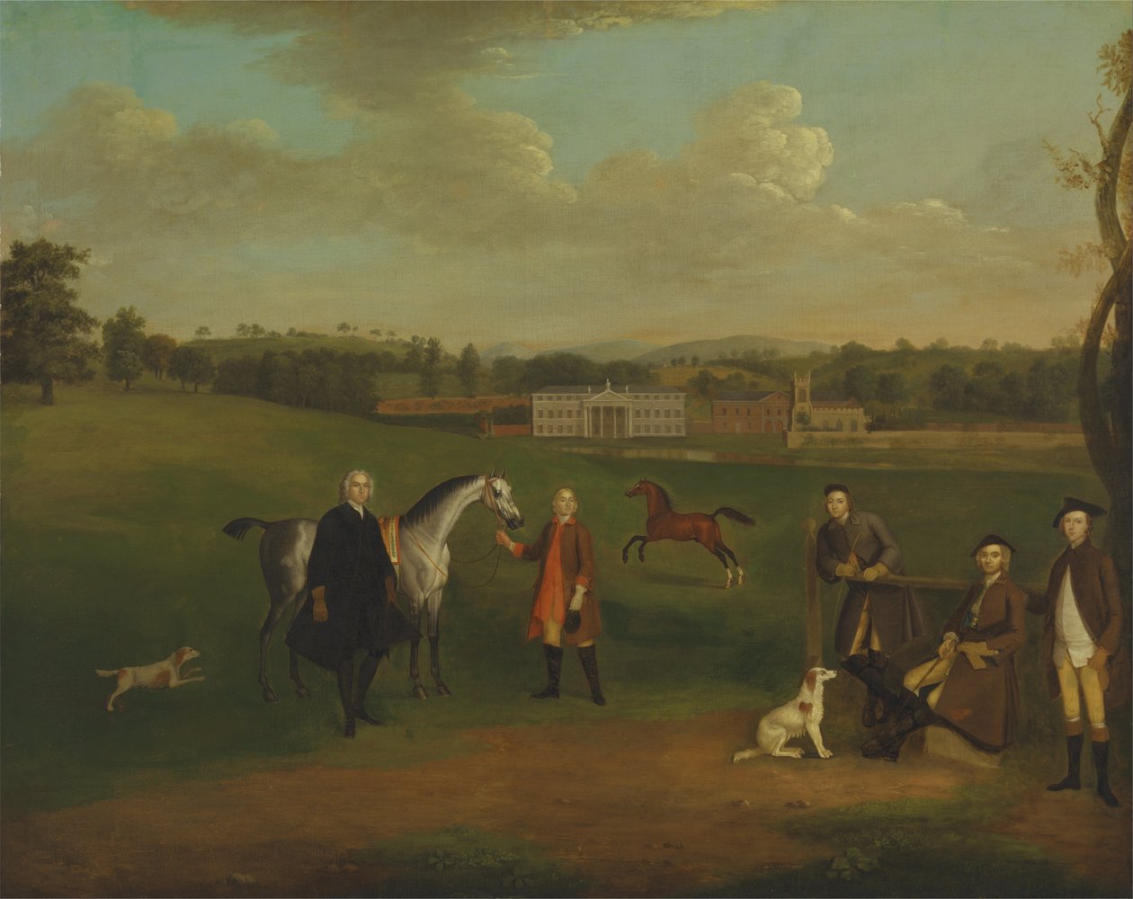 Leak Okeover, le révérend John Allen et le capitaine Chester à Okeover Hall, Staffordshire - Arthur Devis