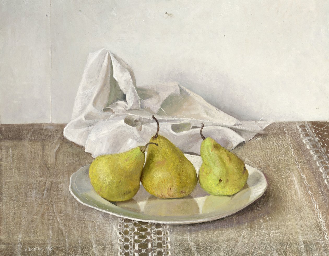 Trois poires sur une assiette, nature morte (1990) - Arthur Easton