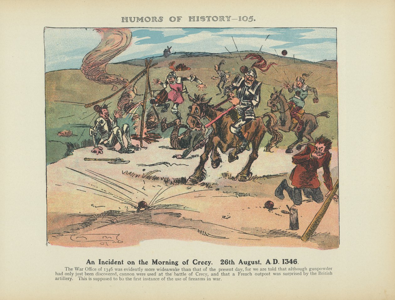 Un incident le matin de Crécy. 26 août 1346 (lithographie couleur) - Arthur Moreland