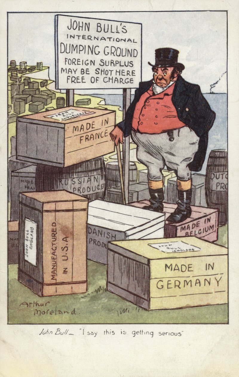 La décharge internationale de John Bull (lithographie couleur) - Arthur Moreland