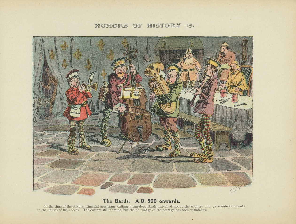 Les Bardes. A partir de 500 ans après J.-C. (lithographie couleur) - Arthur Moreland
