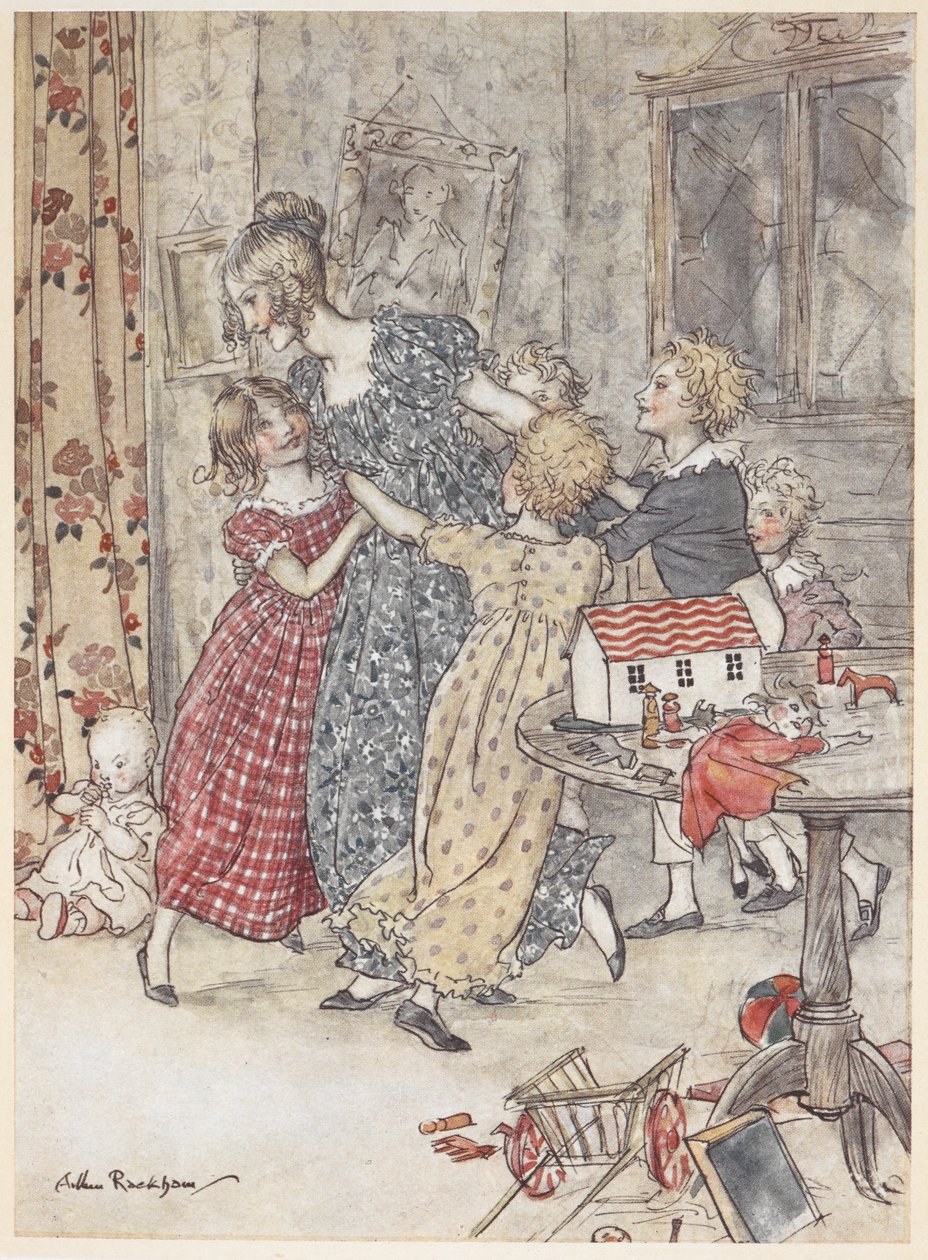 Une jeune femme et des enfants dansant autour d