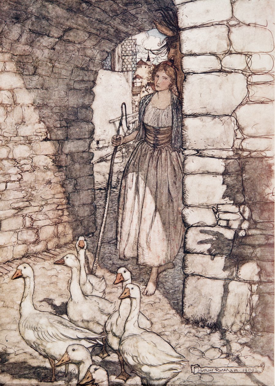 Hélas ! Cher Falada, là tu es suspendu, des Contes de fées des frères Grimm, pub. 1909 - Arthur Rackham