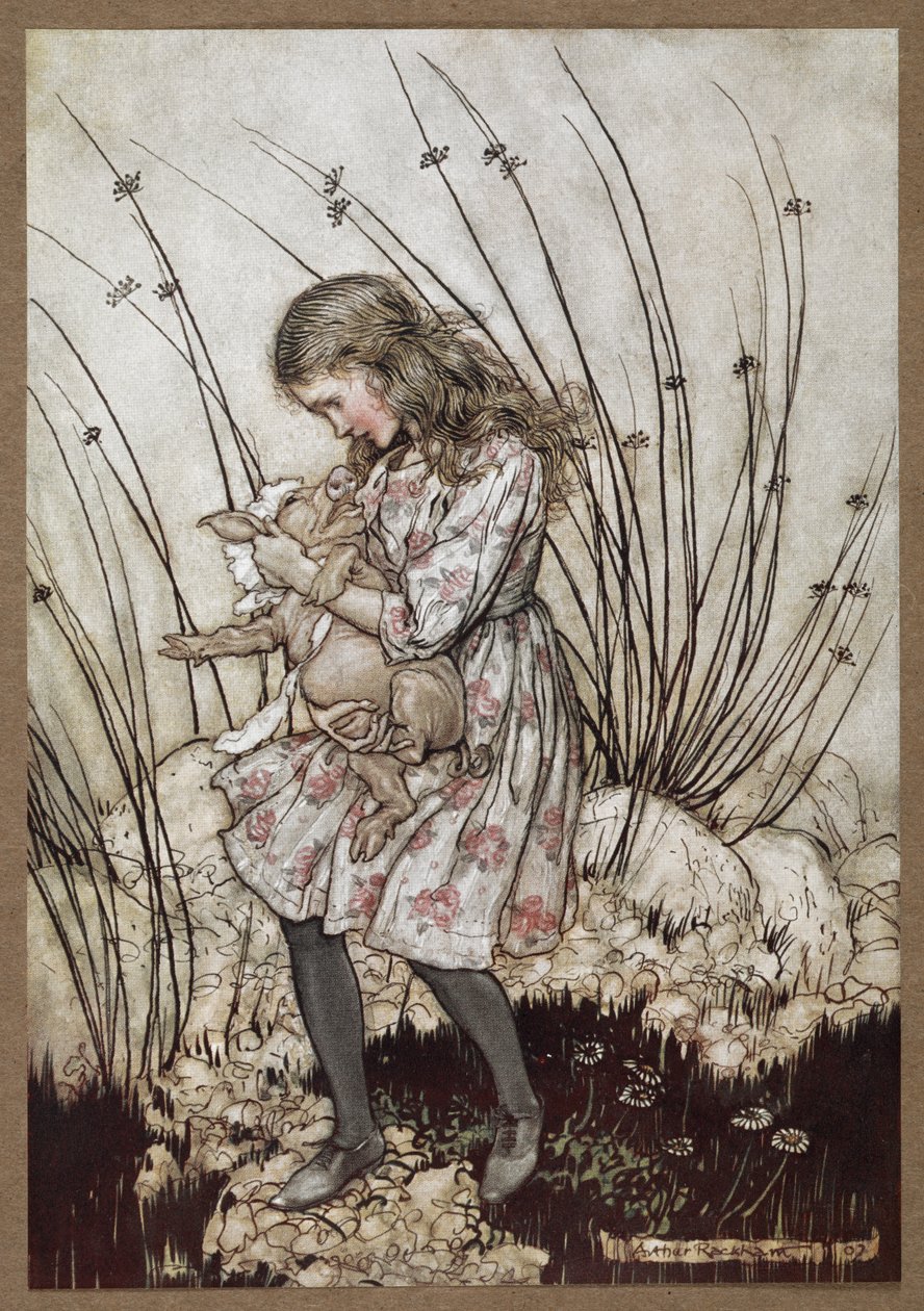 Alice et le cochon habillé en bébé - Arthur Rackham