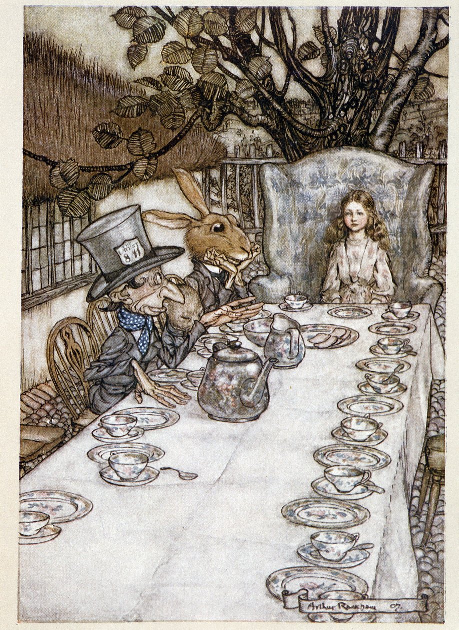 Alice prend le thé avec le Chapelier et le Lièvre de Mars - dans "Les Aventures d