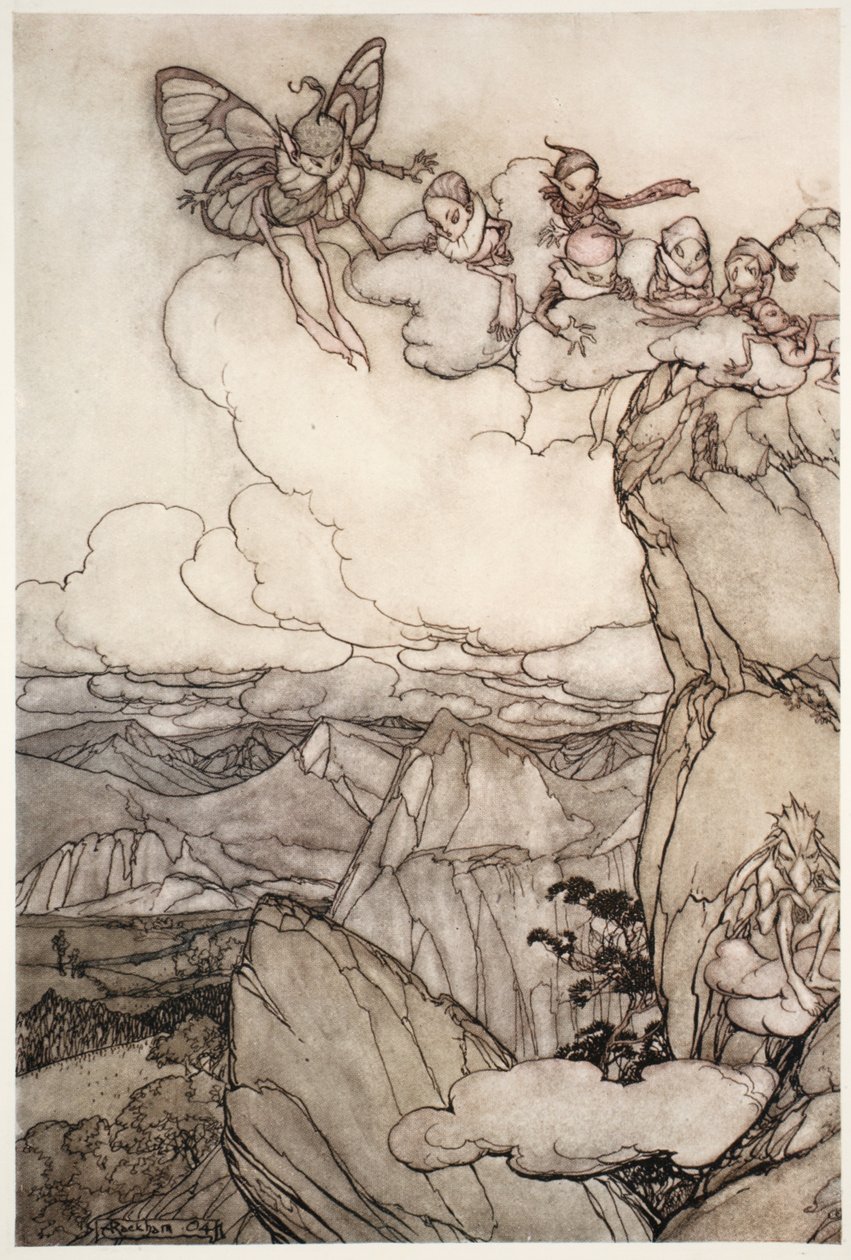 Fées dans les montagnes, de Rip Van Winkle par Washington Irving, pub. 1910 - Arthur Rackham