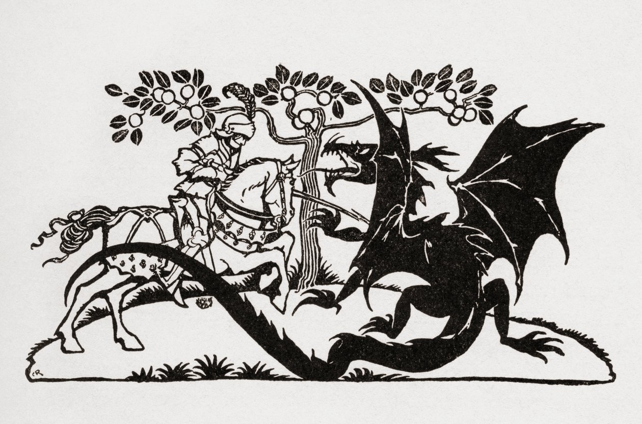 George et le Dragon. Du livre Contes de fées anglais racontés par F.A. Steel avec des illustrations d