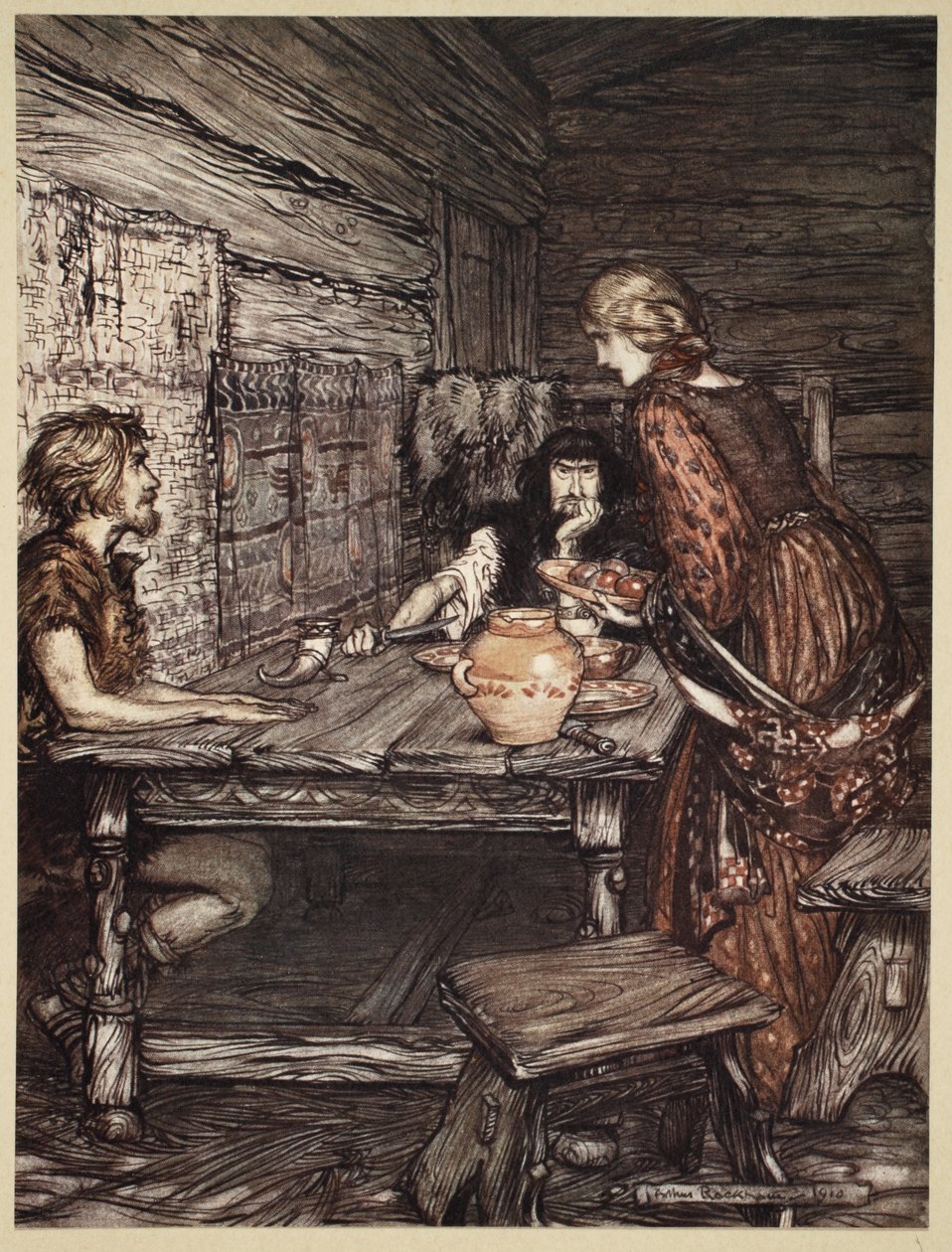 Hunding découvre la ressemblance entre Siegmund et Sieglunde, illustration de 