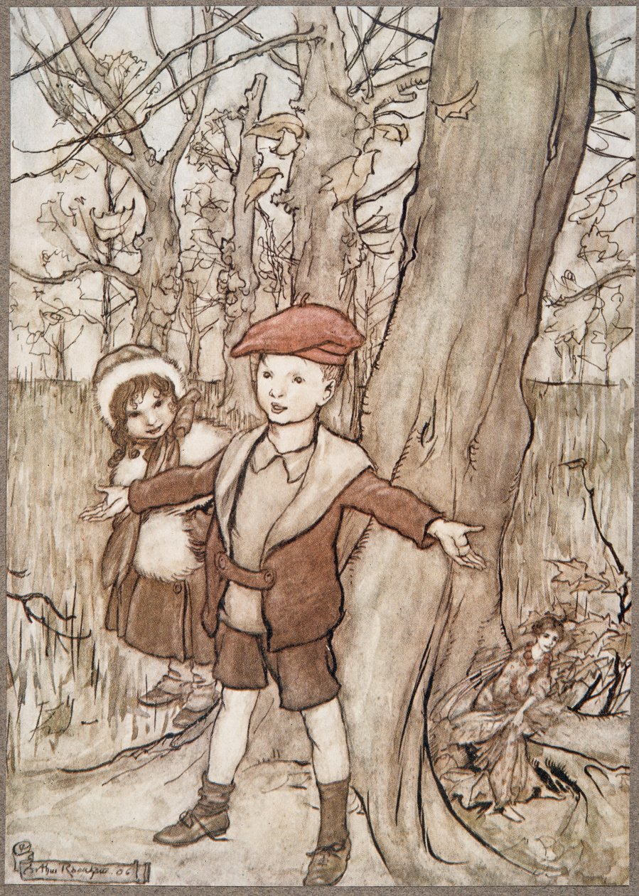Un jour, ils ont été entendus par une fée, de Peter Pan dans les jardins de Kensington par J M Barrie, pub. 1906 - Arthur Rackham