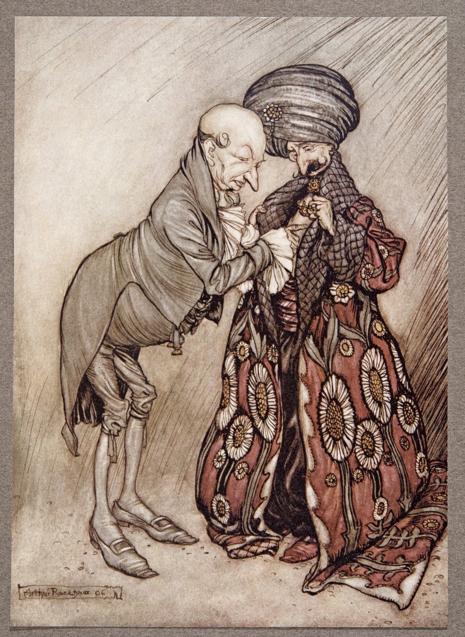 Il secoua sa tête chauve et murmura, Froid, tout à fait froid, de Peter Pan dans les jardins de Kensington par J M Barrie (1860 - 1937), pub. 1906 - Arthur Rackham