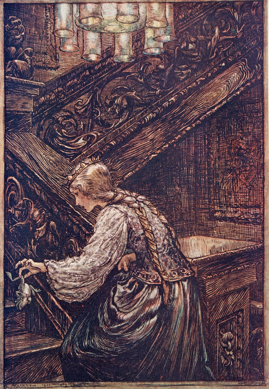 Alors elle le saisit avec deux doigts et le porta à l