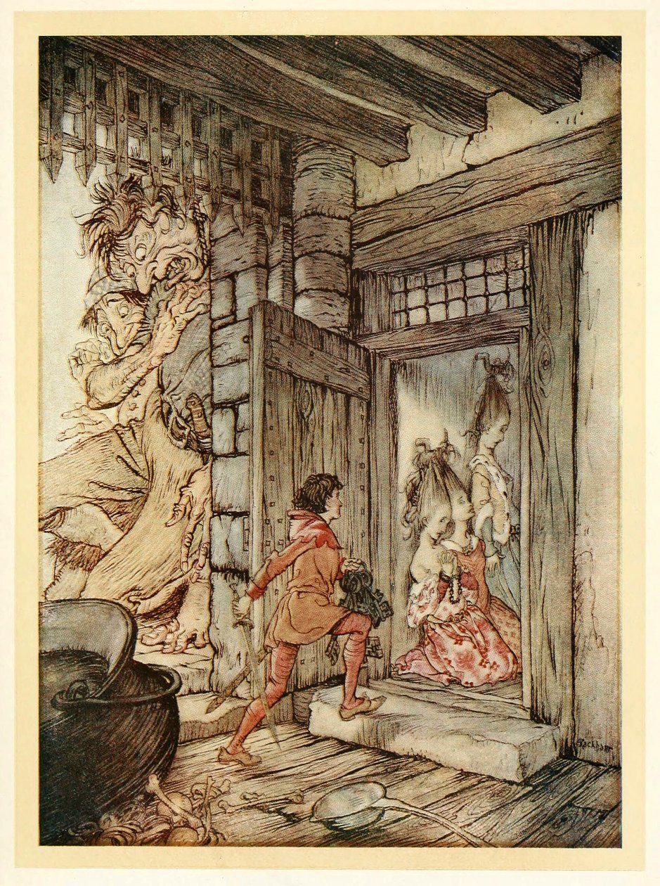Prenant les clés du château, Jack a déverrouillé toutes les portes, des Contes de fées anglais, pub. 1922 - Arthur Rackham