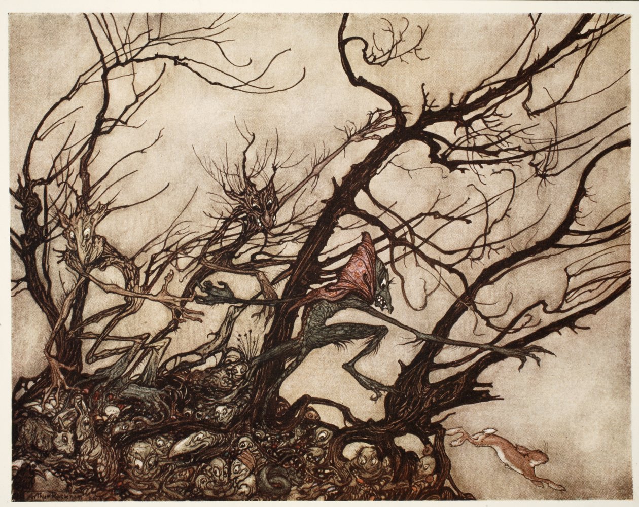 Les Indiens les considéraient comme la demeure des esprits, de Rip Van Winkle par Washington Irving, pub. 1910 - Arthur Rackham