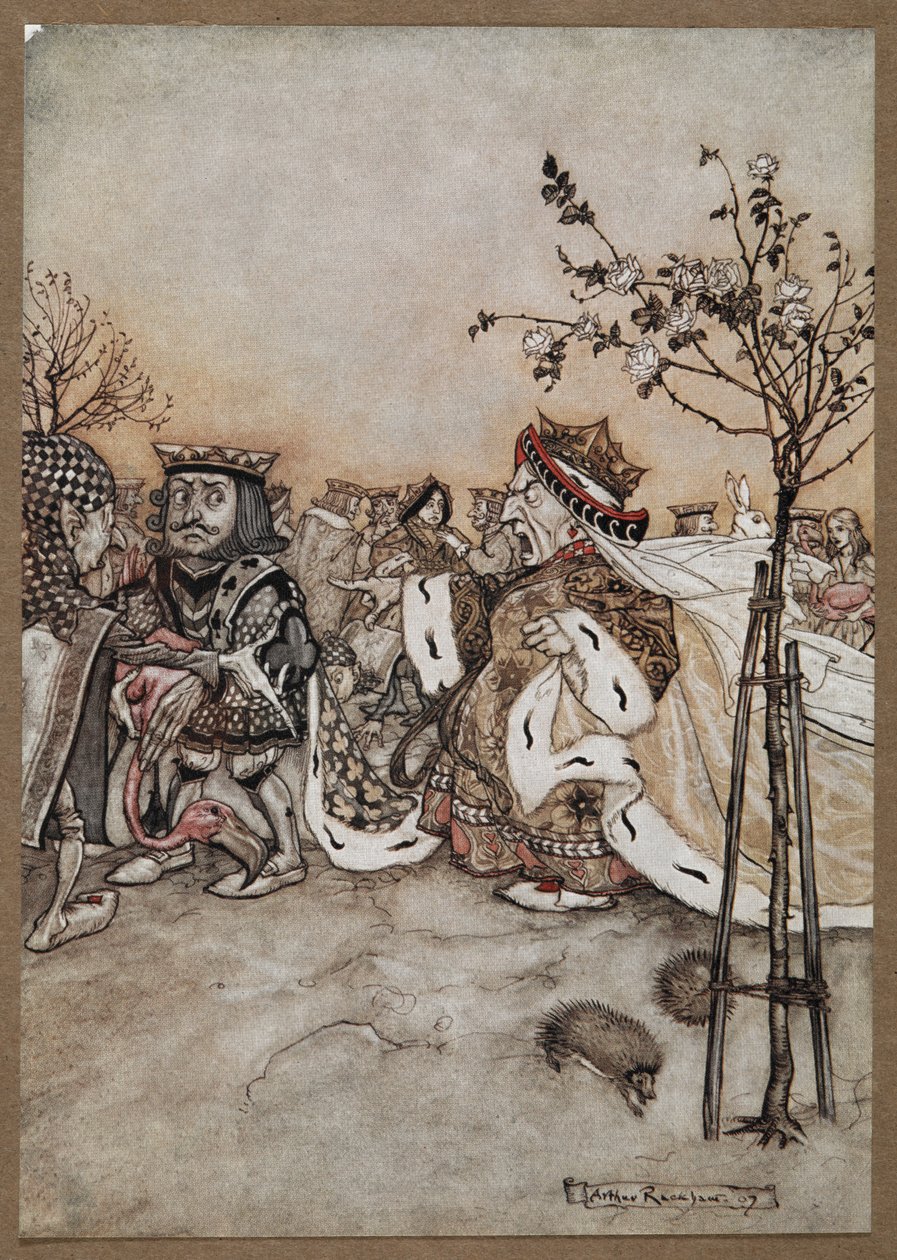 La Reine de Cœur criant en colère après le jeu de croquet - Arthur Rackham