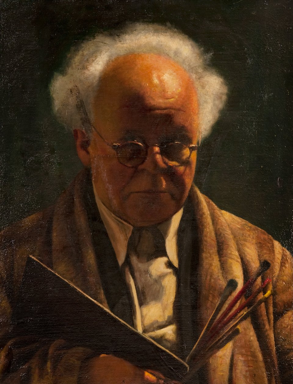 Autoportrait avec palette et pinceaux - Arthur Segal