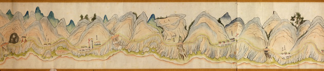 16 000. fourni. Orienté avec le nord à droite. Relief montré picturalement. Vue à vol d