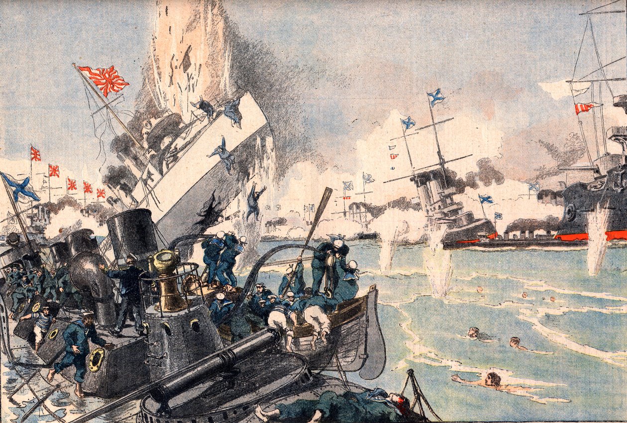 Bataille de Tsushima, guerre russo-japonaise - Guerre russo-japonaise : bataille navale de Tsushima, "Le Petit Journal" 11/6/1905. - Artist Unknown