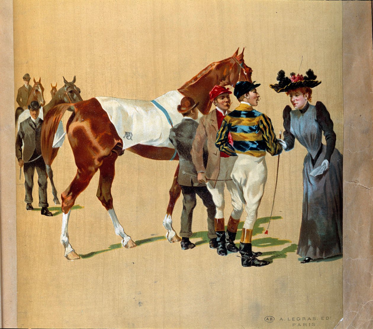 Les courses de chevaux : les derniers conseils avant la course, début du 20e siècle (imprimé) - Artist Unknown