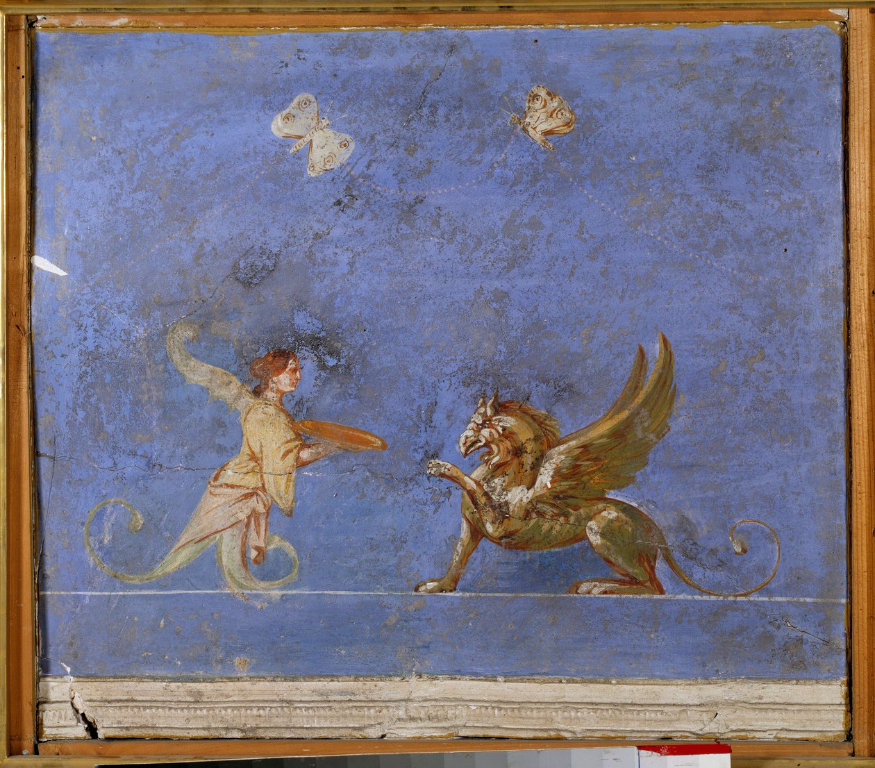 Mythologie : une sirène et un griffon, créatures fabuleuses (fresque) - Artist Unknown