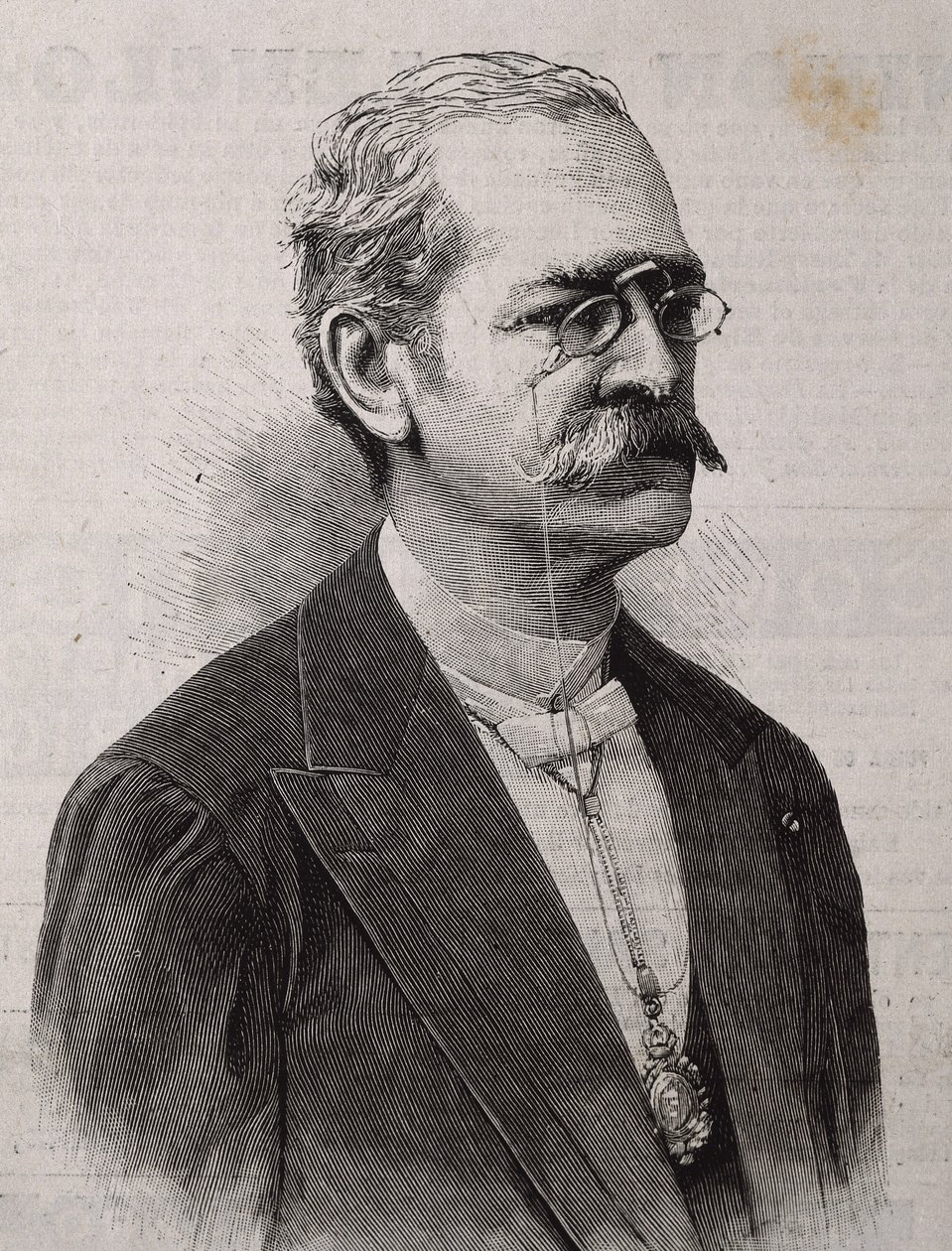 PALMA, Ricardo (1833-1919). Auteur, érudit, bibliothécaire et politicien péruvien. Gravure. - Artist Unknown