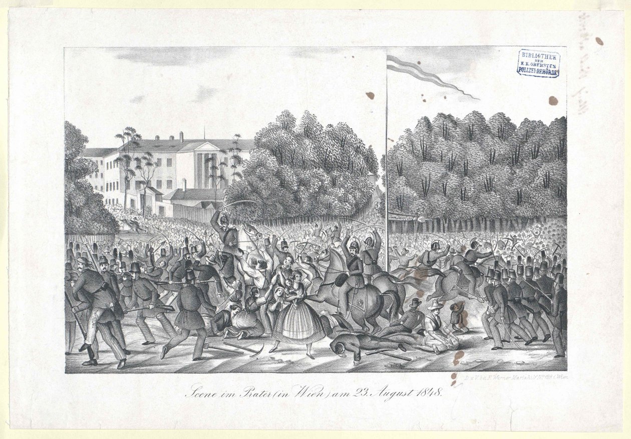 Scène au Prater (à Vienne) le 23 août 1848 - Artist Unknown