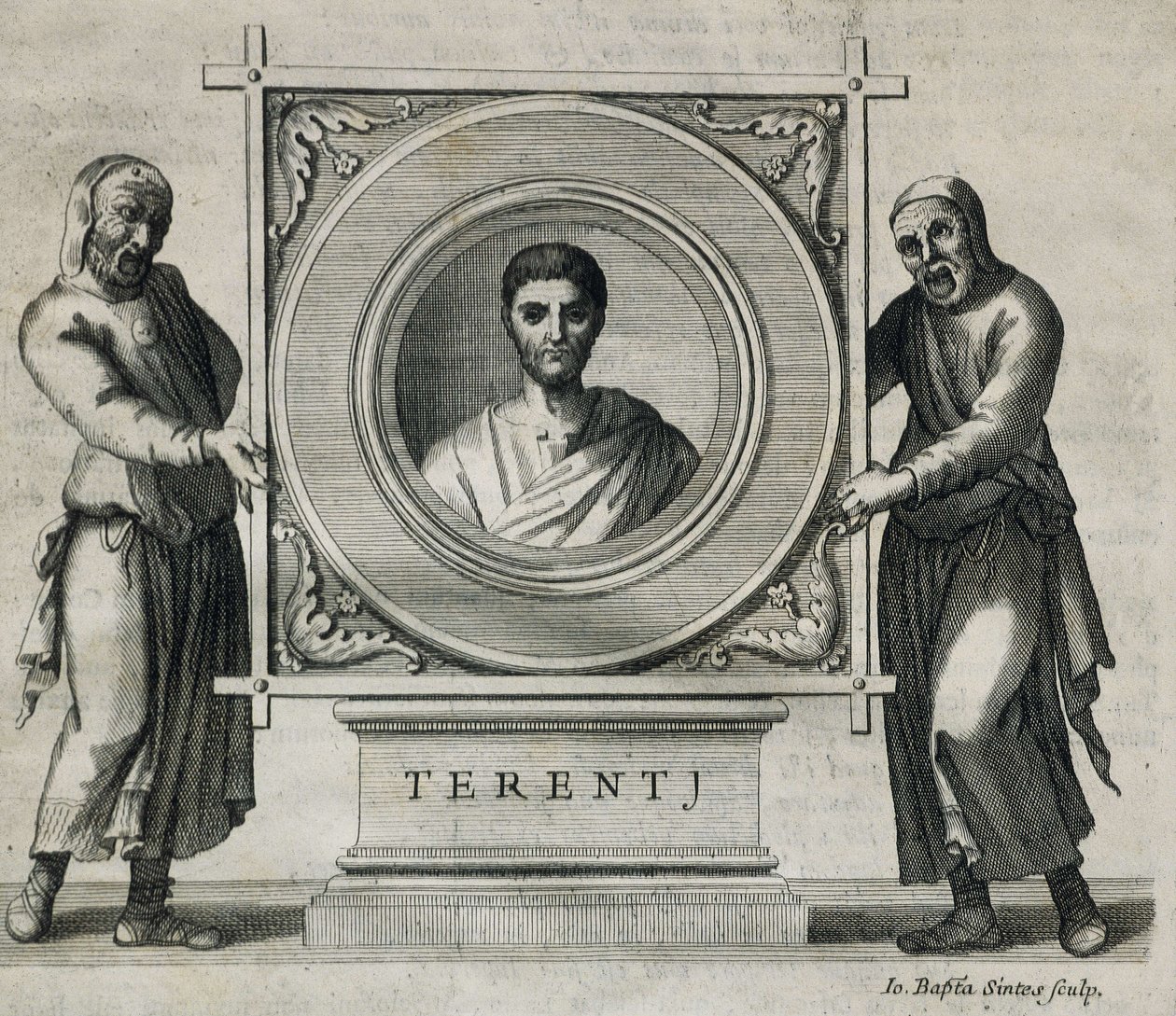 TERENCE, Publius Terentius Afer (190-154 av. J.-C.). Dramaturge de la République romaine. Gravure. 1736. Gravure - Artist Unknown