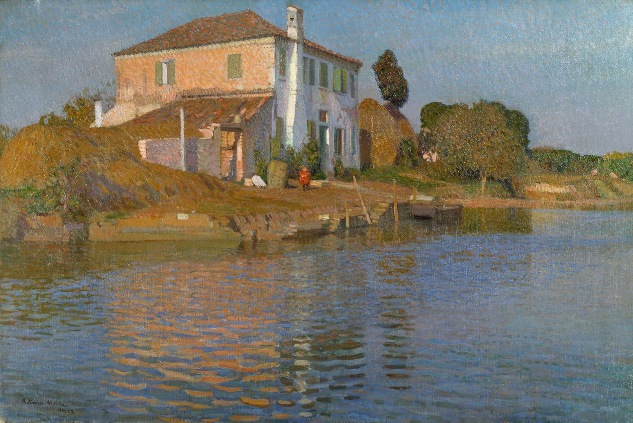 Île en face de Torcello (huile sur toile) - Arturo Noci