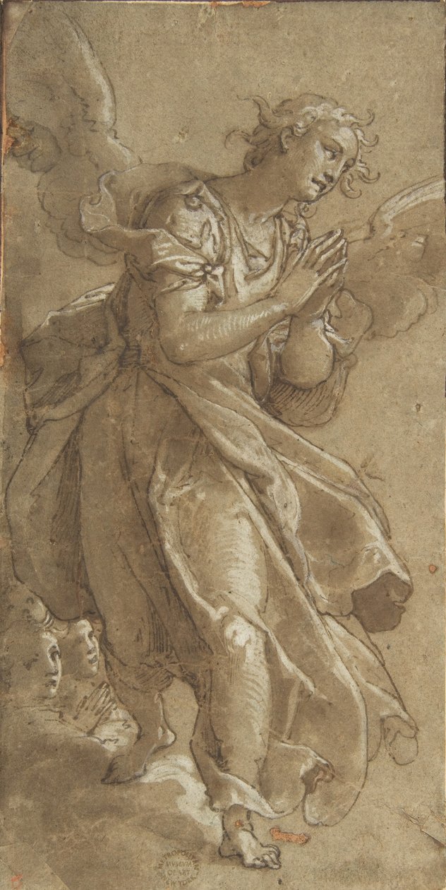 Un ange debout et deux chérubins - Ascribed to Federico Zuccaro.