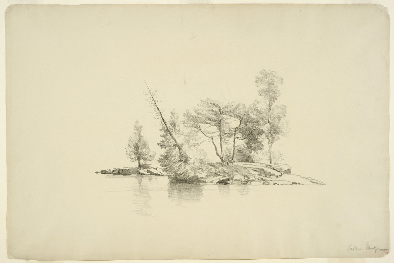 Île avec petits arbres, lac George, New York, 1862 - Asher Brown Durand