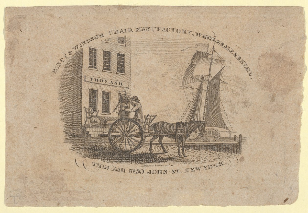 Fancy & Windsor Chair Manufactory, Vente en gros et au détail, Thomas Ash, No. 33 John Street, New York - Asher Brown Durand