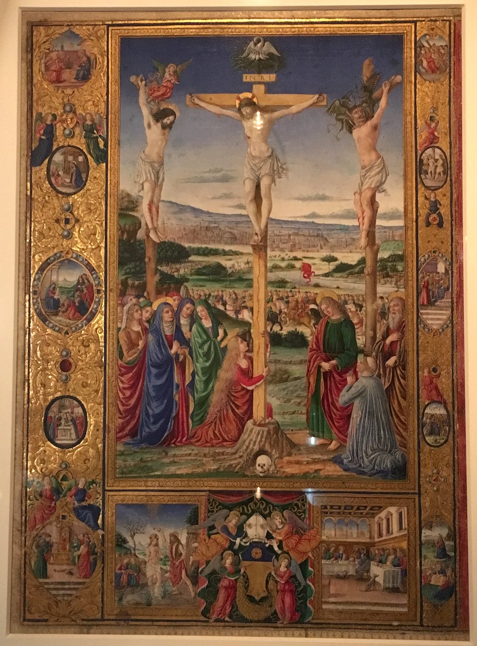 Crucifixion, miniature détachée du Missel de Thomas James. - Attavante degli Attavanti