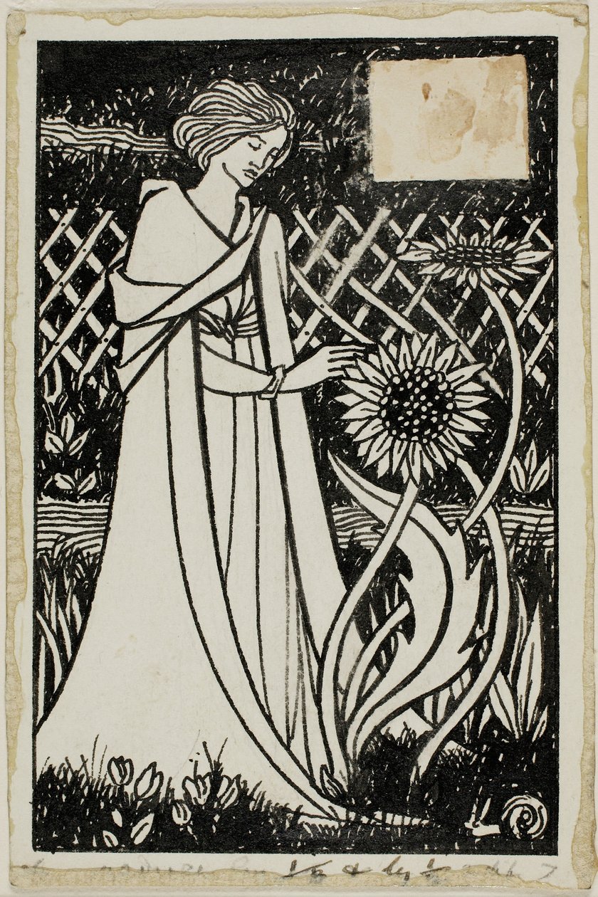 Étude décorative : Femme avec des tournesols - Aubrey Beardsley