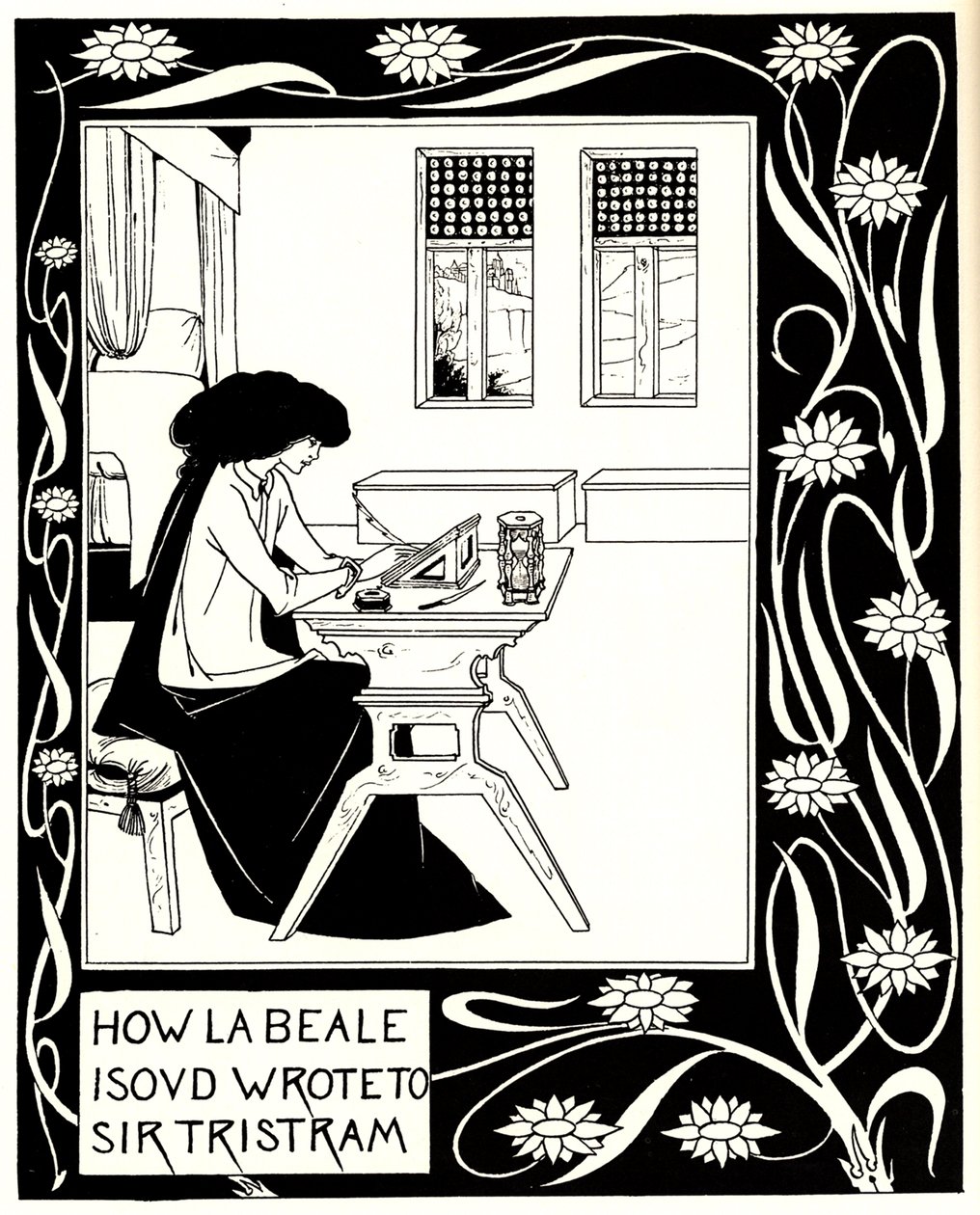 Comment La Beale Isoud écrivit à Sir Tristram. Illustration du livre Le Morte d