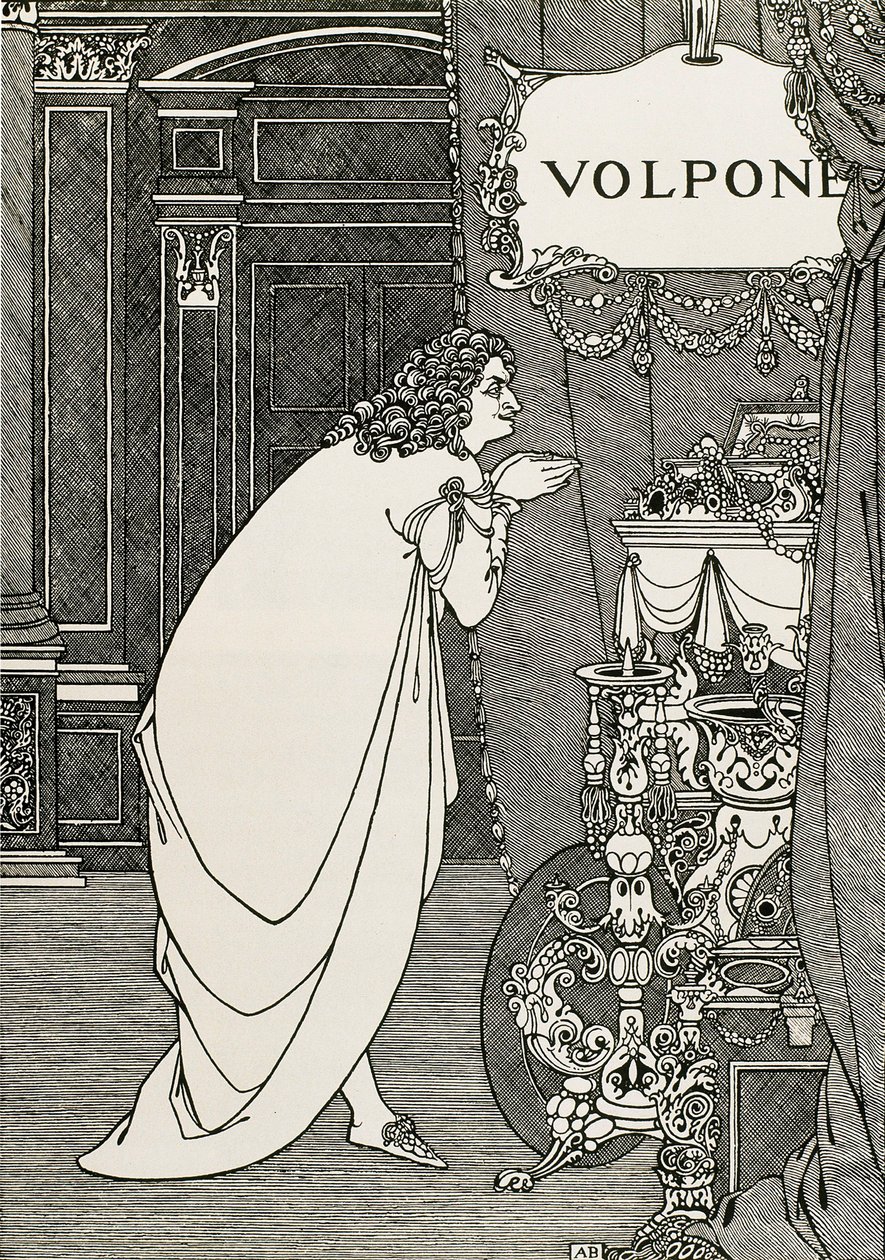Page de titre de Volpone ou le renard (1609) écrit par Ben Johnson - Aubrey Beardsley
