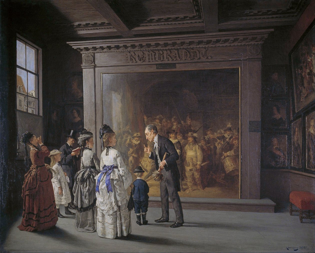 Les Visiteurs devant la Ronde de Nuit de Rembrandt à Amsterdam - August Jernberg
