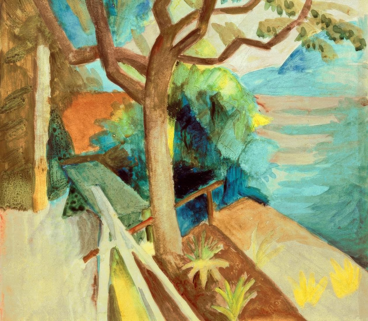 Après le coucher du soleil au lac - August Macke