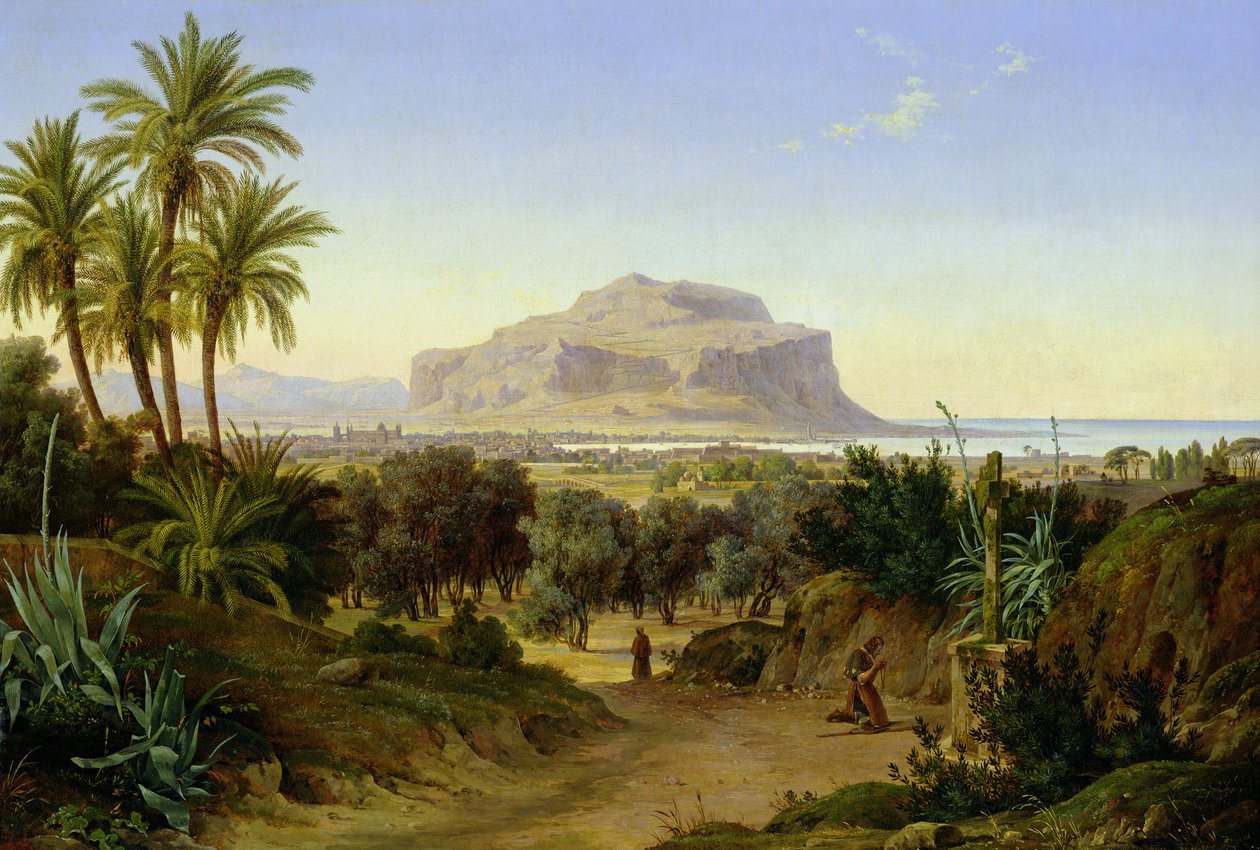 Allemand : Blick auf Palermo mit Monte Pellegrino Vue de Palerme avec le Mont Pellegrino - August Ahlborn