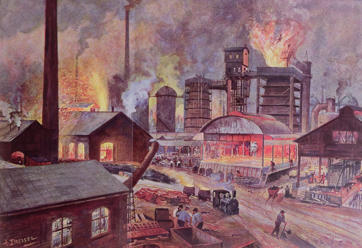 Usine avec haut fourneau, d