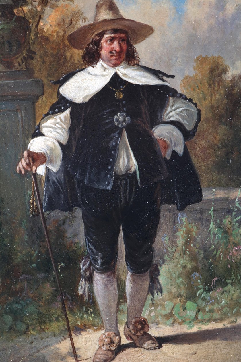 French : Homme galant avec chapeau et canne - August Gerasch