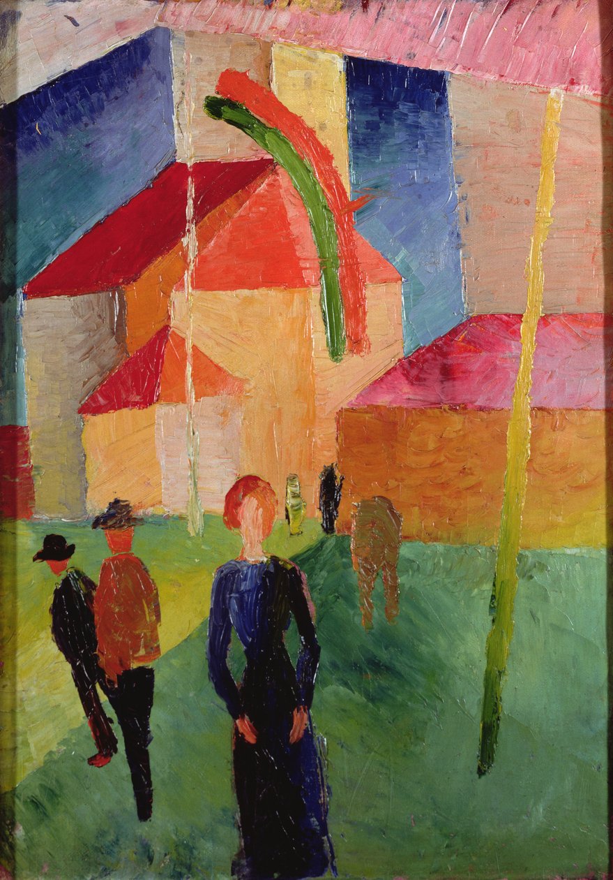 Église décorée de drapeaux - August Macke
