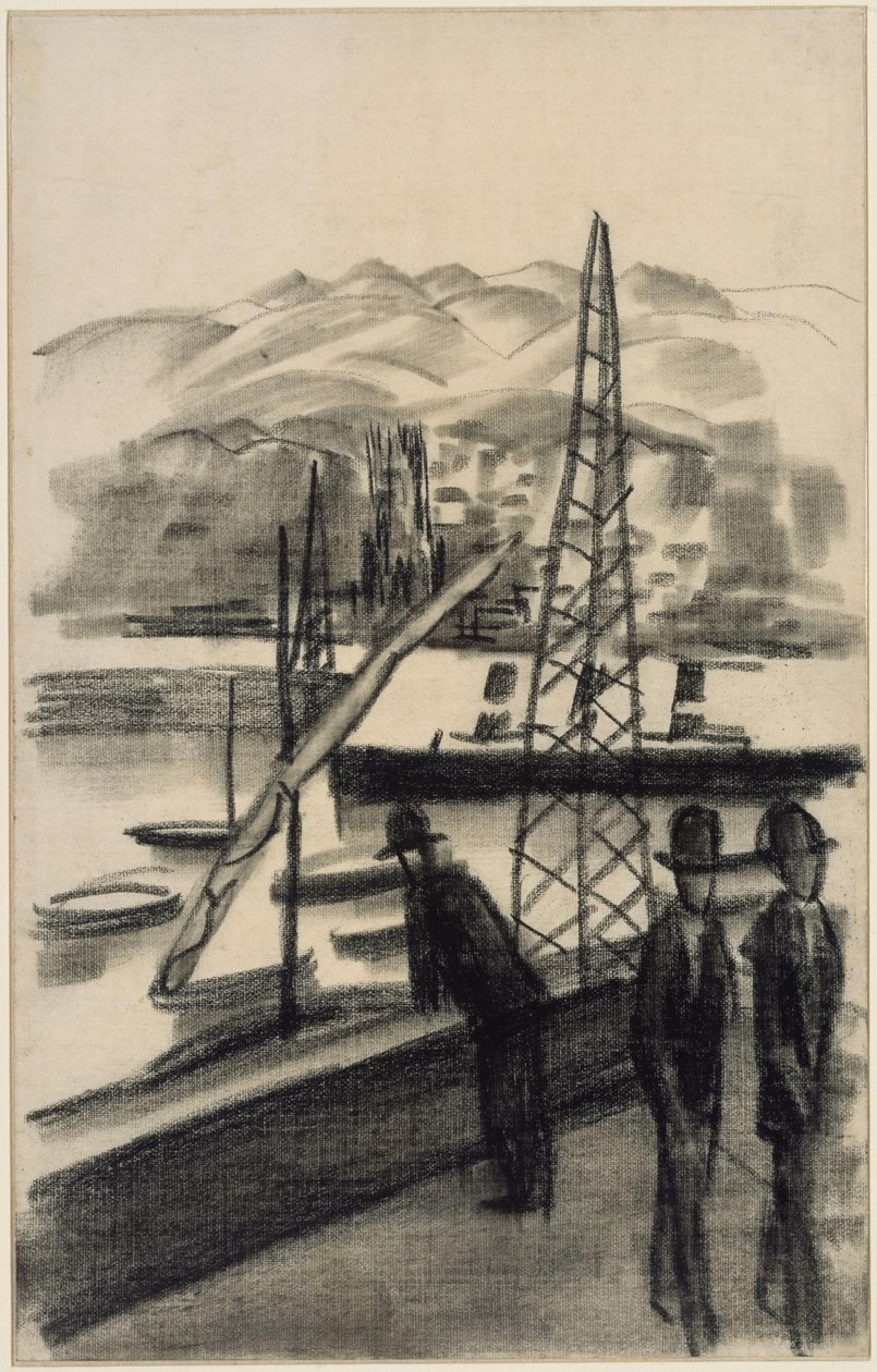 Port avec des montagnes - August Macke