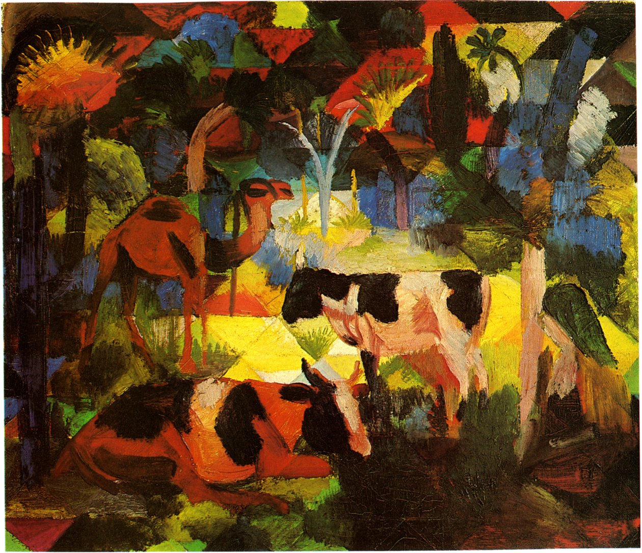 Macke paysage-vache-chameau - August Macke
