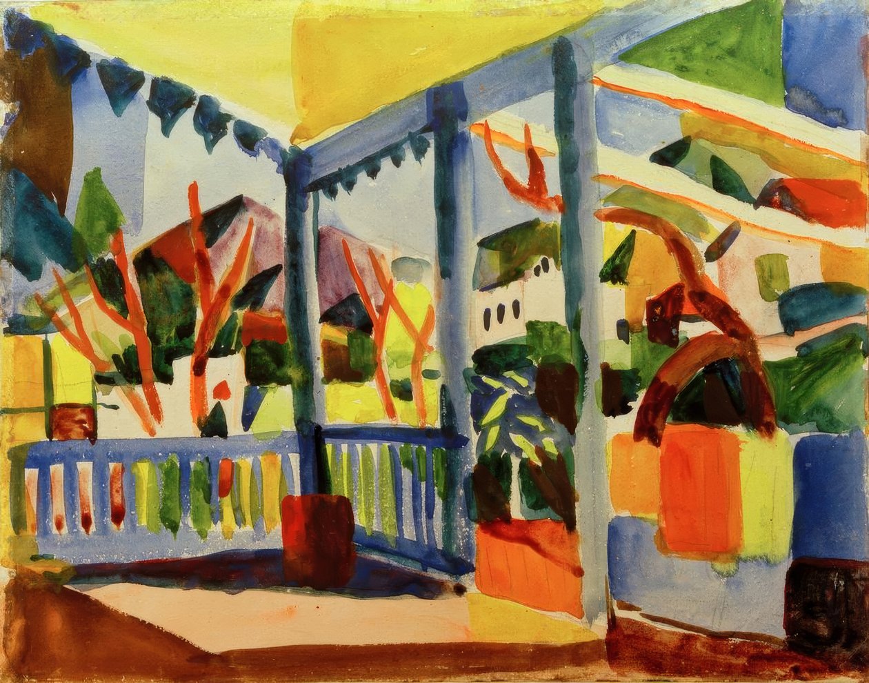 Terrasse de la maison de campagne à St. Germain - August Macke
